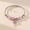Pan's Pink Beaded Hot Air Balloon Charm Stainless Steel Bracelet