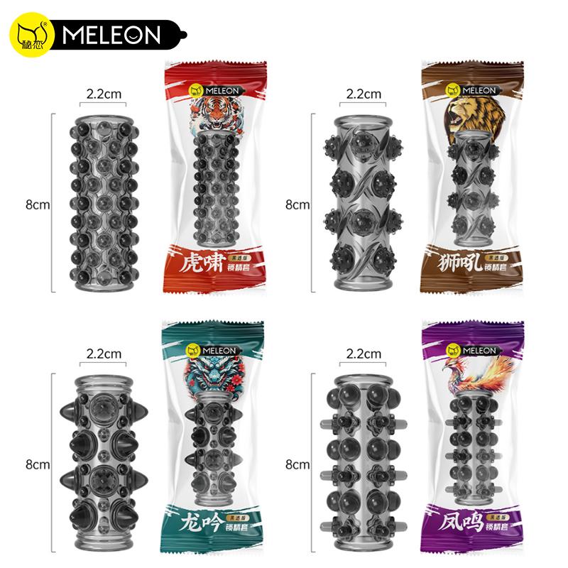 MELEON Soft Elastic Penis Extension Sleeve Delayed Ejaculation Condoms Cock Extender Increase Dick Sleeves Adult Sex Toys For Men