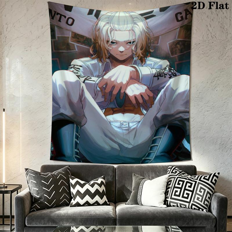 Tokyo Revengers Wall Tapestry Aesthetic Wall Hanging Printed Fabric Blanket Decorative Tapestries for Bedroom Living Room Home Decor