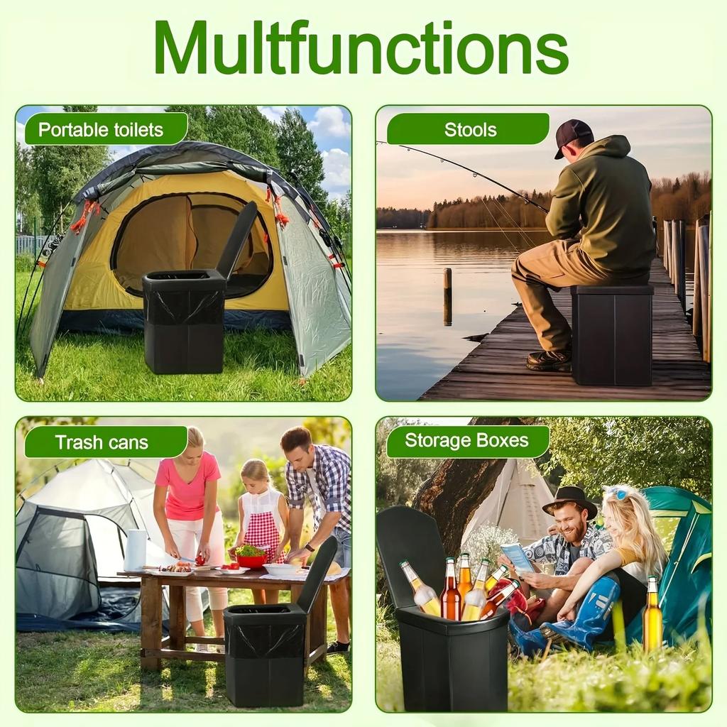 Portable Toilet For Camping, Portable Toilet For Adult, Camping Travel Folding Toilet With Lid, Easy Set Up