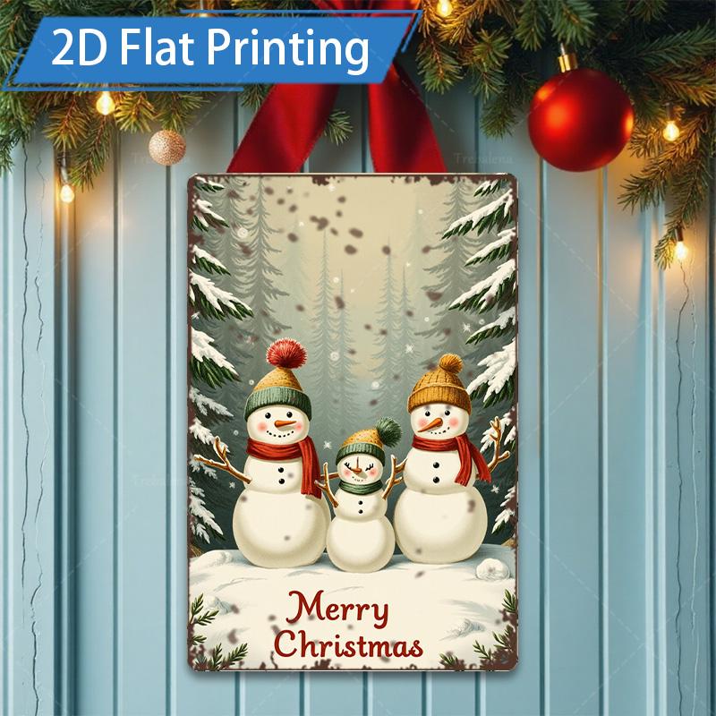 D FLAT pc Metal Sign Vintage Santa Christmas Scene Metal Wall Art D Print 20x30cm(7.8x11.8inch)