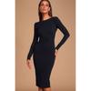 Export Single Lu Home Long Sleeves Easiest for Match Temperament Waist-Controlled Slimming Spring New Arrival Beautiful Sheath Stylish Backless Dress