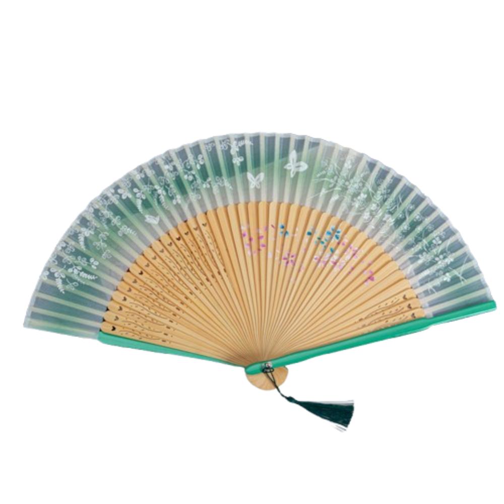 Butterfly Floral Pattern Portable Folding Fan Chinese Style Dance Fan For Wedding Party