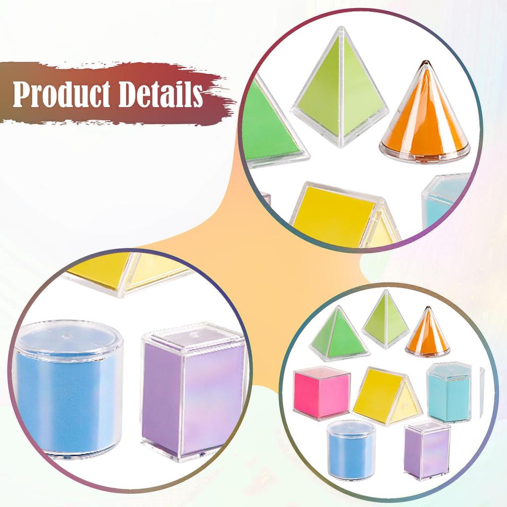 8 Pieces Geometric Solids Learning Toy Portable Math Manipulatives 3D Shapes & 2D Folding Nets for