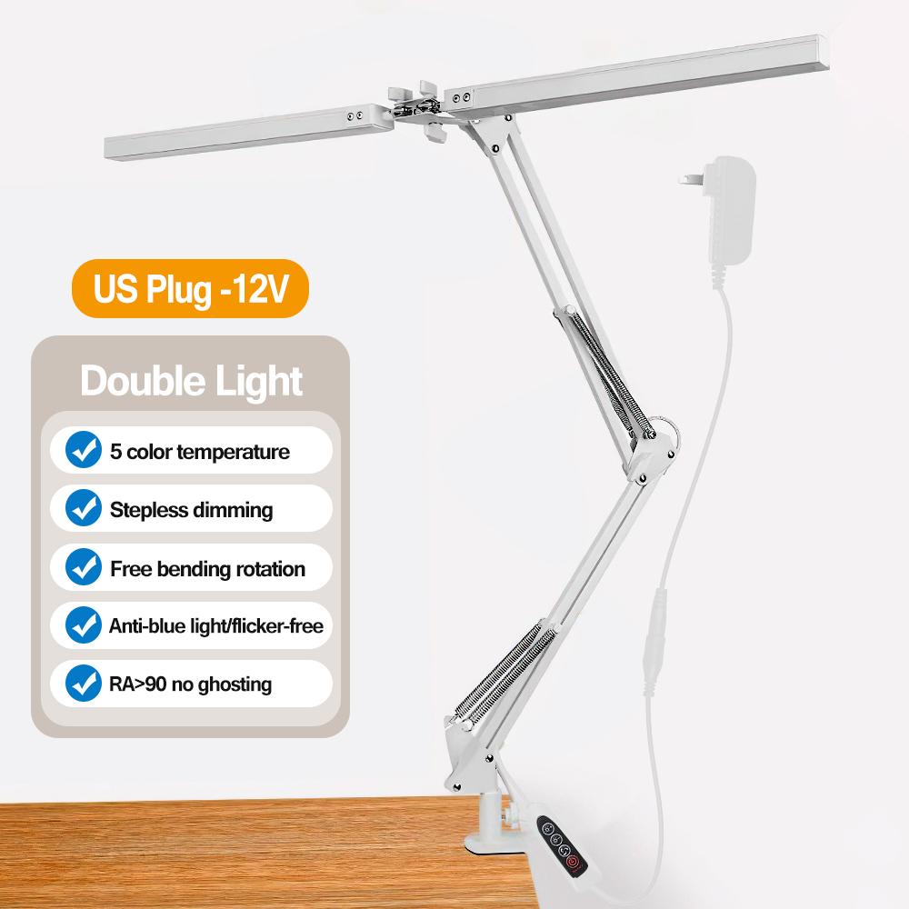 Double Head LED Desk Lamps Dimmable Led Computer Monitor Light Adjustable USB Table Lamp Office Study Reading Lighting Fixture