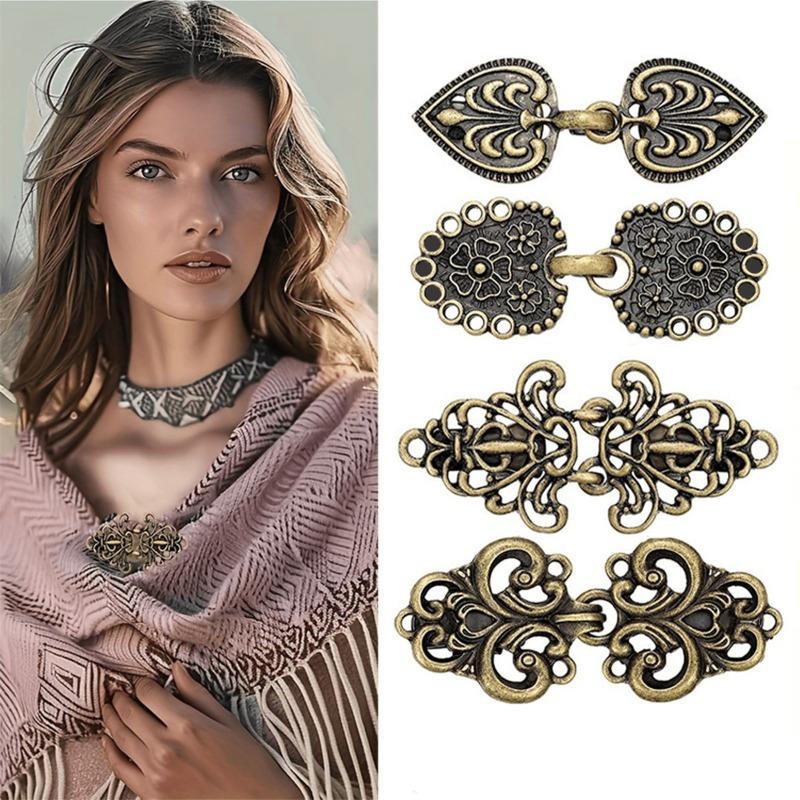 4 Stück Retro Pullover Wirbelclip Umhang Cape Clips Cardigan Broschen Anstecknadeln Schalkragenverschluss Kleid Hemd Brosche Clip Schmuck für Frauen, Neujahrsgeschenke