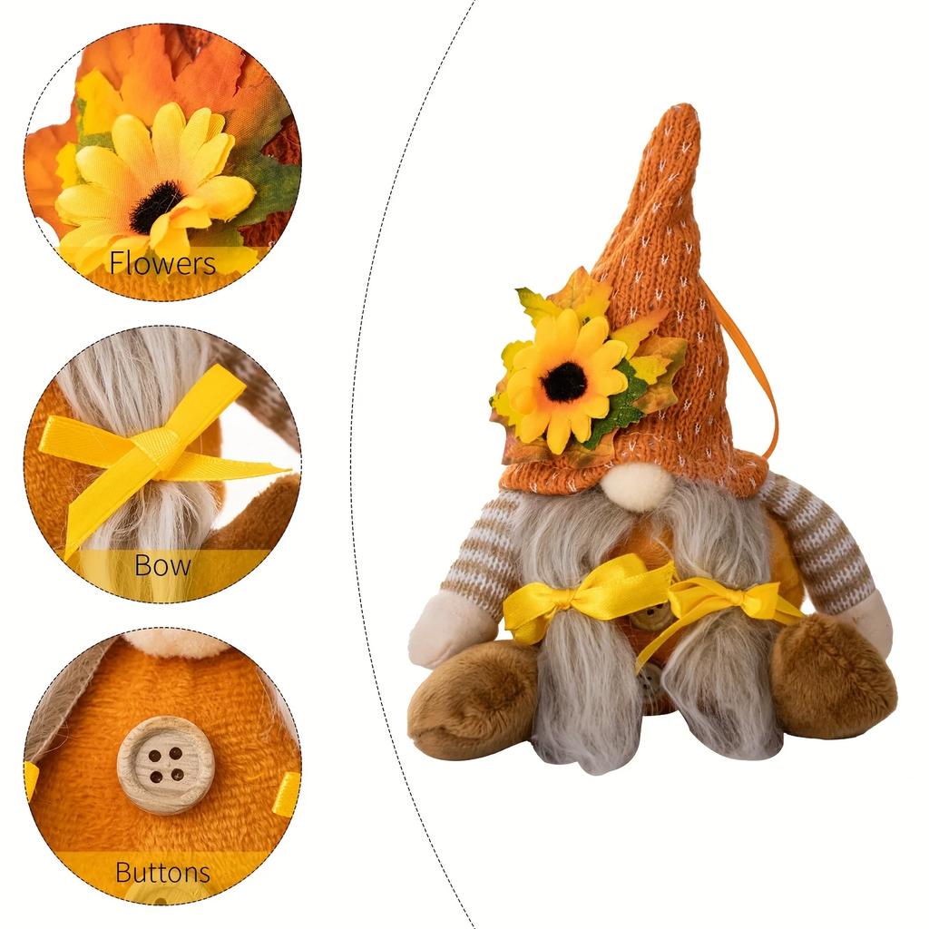 Thanksgiving Doll Harvest Maple Leaf Straw Hat Rudolf Dwarf Doll Pendants Thanksgiving Day Gifts for Child Thanksgiving Decorati