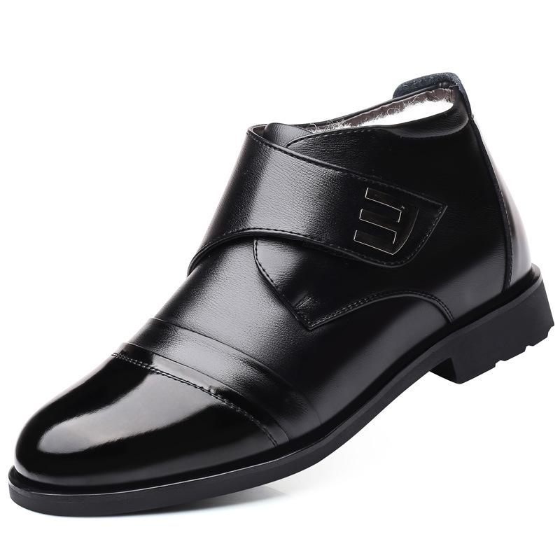 Winter Shoes, Winter High-top Shoes, Velvet Men's Shoes, Winter Warm and Thickened Middle-aged Men's Cotton Shoes, Genuine Leather Business Cotton