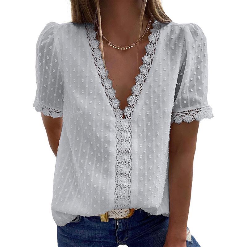 

Plus Size Women s V-neck Pullover Solid Color T-shirt - Summer 2025 Collection XL