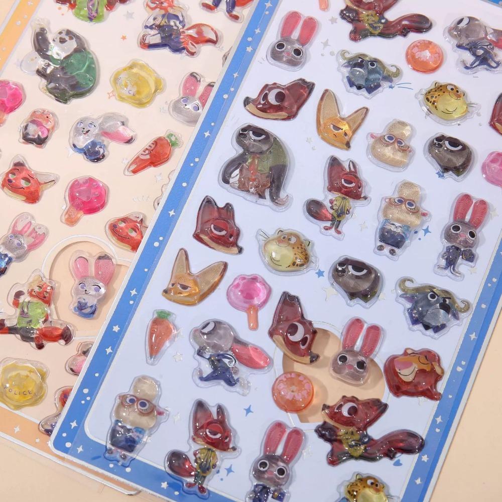 New Kawaii  Zootopia Stickers 3D Transparent Jelly Crystal Cartoon Anime Cute Decals For Diy Notebook Phone Case Diy