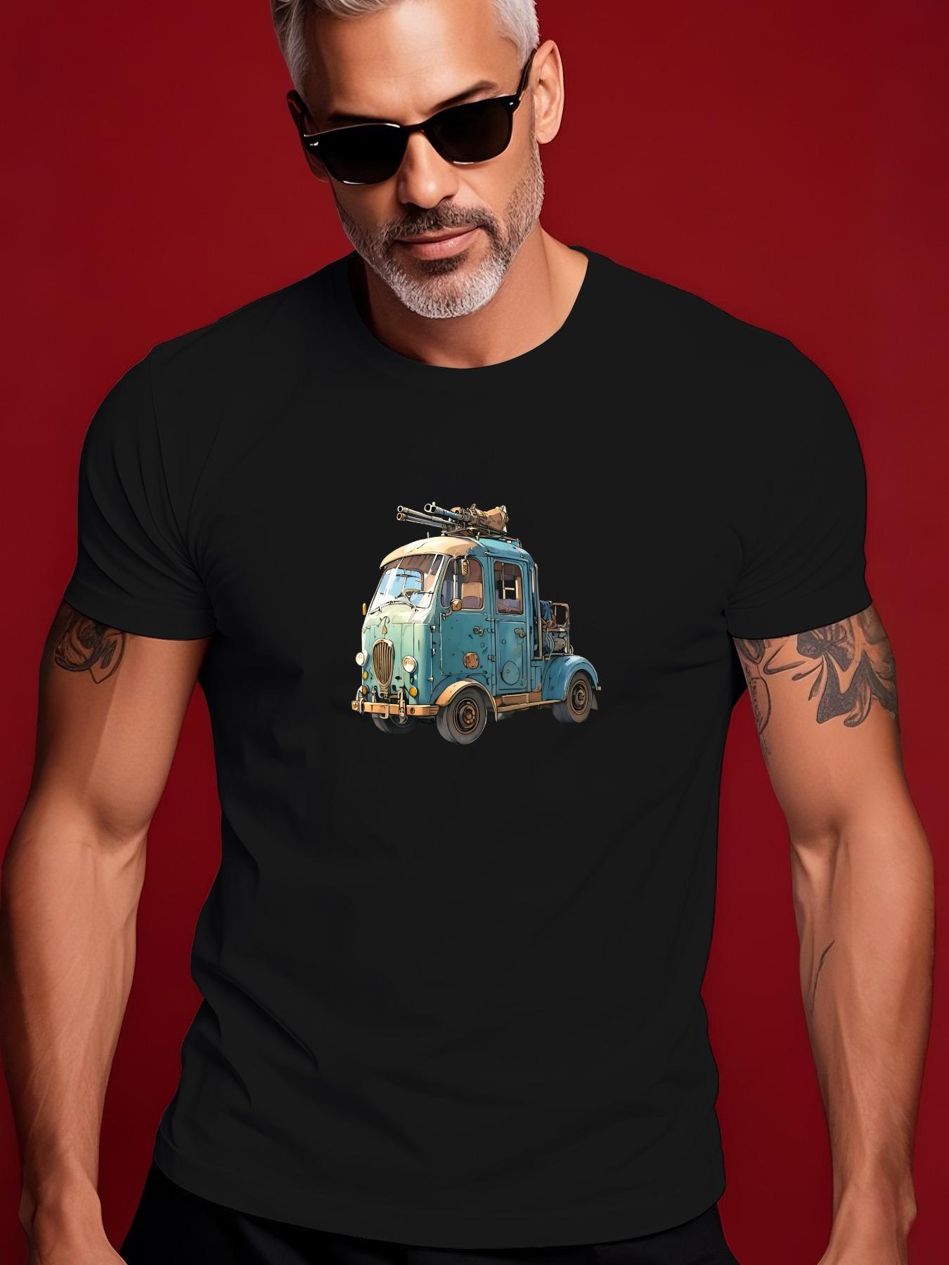Summer Tshirt with Retro Van Graphic - Soft Cotton XXXXL
