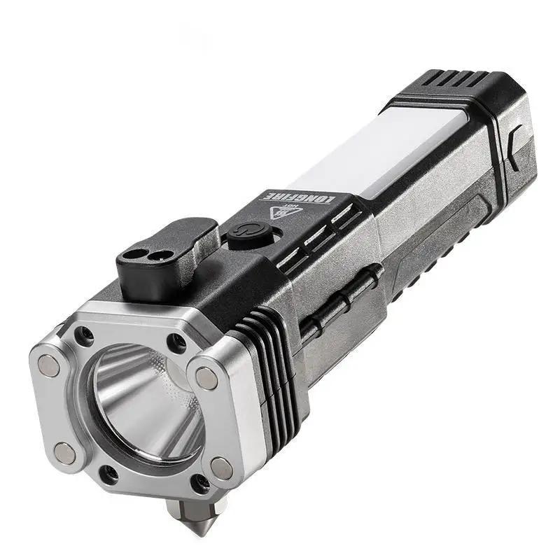 Multi-functional High-brightness Flashlight Car Safety Hammer Handheld Torch Usb Rechargeable Treasure Outdoor Home Searchlight