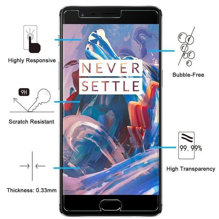 Film de Protection - PHONILLICO - OnePlus 3 - Verre Trempé - Ultra Résistant - Résistant aux Rayures