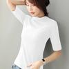 Fashionable Women's Mid-Sleeve, Small High Collar Pure Cotton Slim Fit Shirts