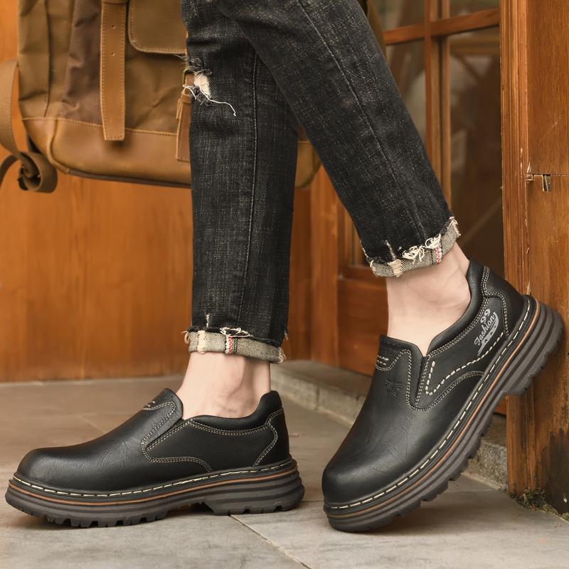 Modische Trendmarke Herren Echtleder Freizeitschuhe Handgefertigte Sohlen Klassische Braune Dicksohlige Oxford Schuhe Herren Wanderschuhe