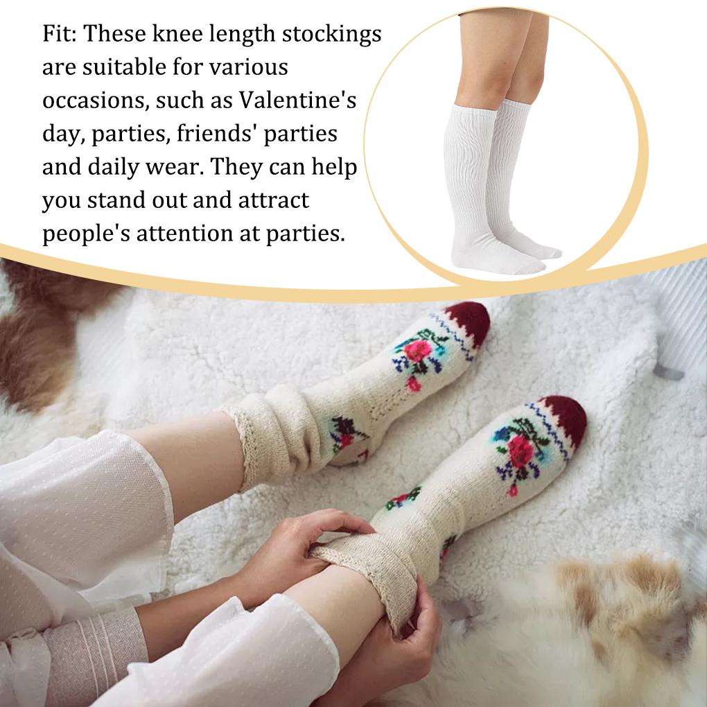 1 Pair Striped Valentine's Day Knee-high Rainbow Socks Breathability Unique Warm Non Slip Hose Stockings for Party Costume