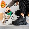 High-top men's shoes winter cotton shoes warm velvet thickened snow boots youth sports heightened platform dad trendy shoes
