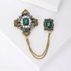Vintage Elegant Square  Metal Tassel Brooches Badges For Women Men  Suit Coat Pin Jewelry Accessories Gift