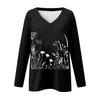 T-shirt da Donna a Maniche Lunghe Scollo a V Stampa Pasquale Top Casual Comodo