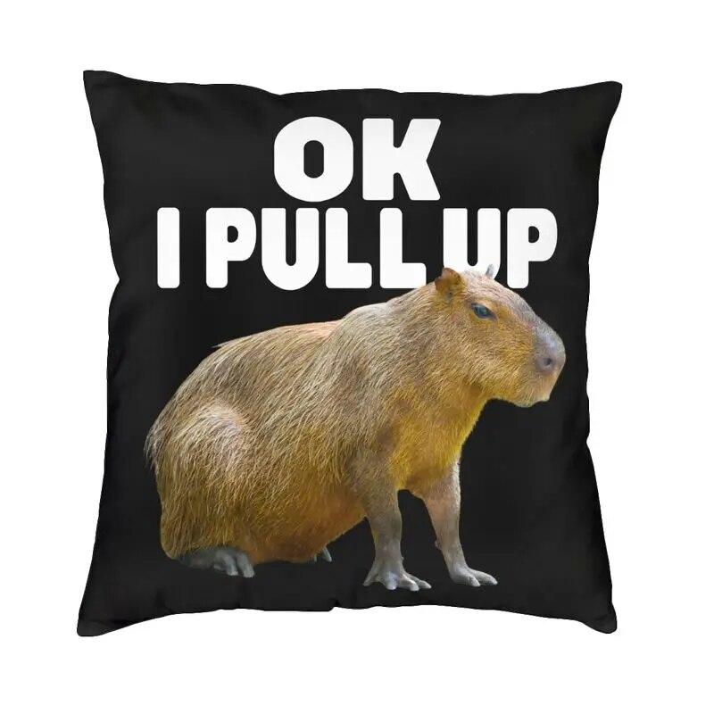 Capybara Try Eating Cushion Cover Nordic Pillow  for Car Sofa Printed