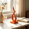 Decorative Office Desk Statues Abstract Flame Sculpture, 3D Printed Modern Minimalist Art Statue with Square Base, Unique Housewarming Gifts