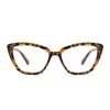 Large Frame Plain Anti-Blue Cat Eye Glasses Fashionable Simple Lightweight Glasses Frame Tortoiseshell Leopard Print Flat Glasses