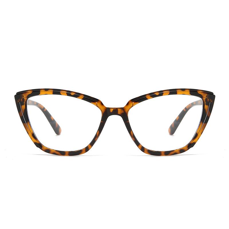 Großer Rahmen Einfache Blaulichtfilter Katzenaugenbrille Modischer Schlichter Leichter Brillenrahmen Schildpatt Leopardenmuster Flache Brille