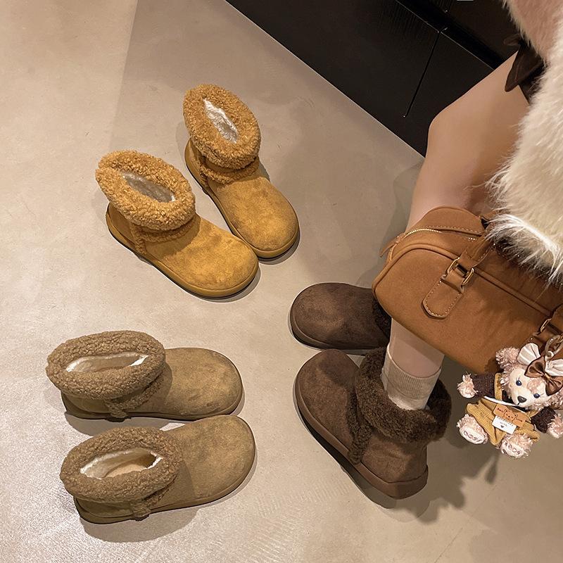 Women's Soft Elastic Thick Sole Winter Fur One Warm Cold Padded Snow Boots Non-slip Wear Casual Sports Cotton Boots