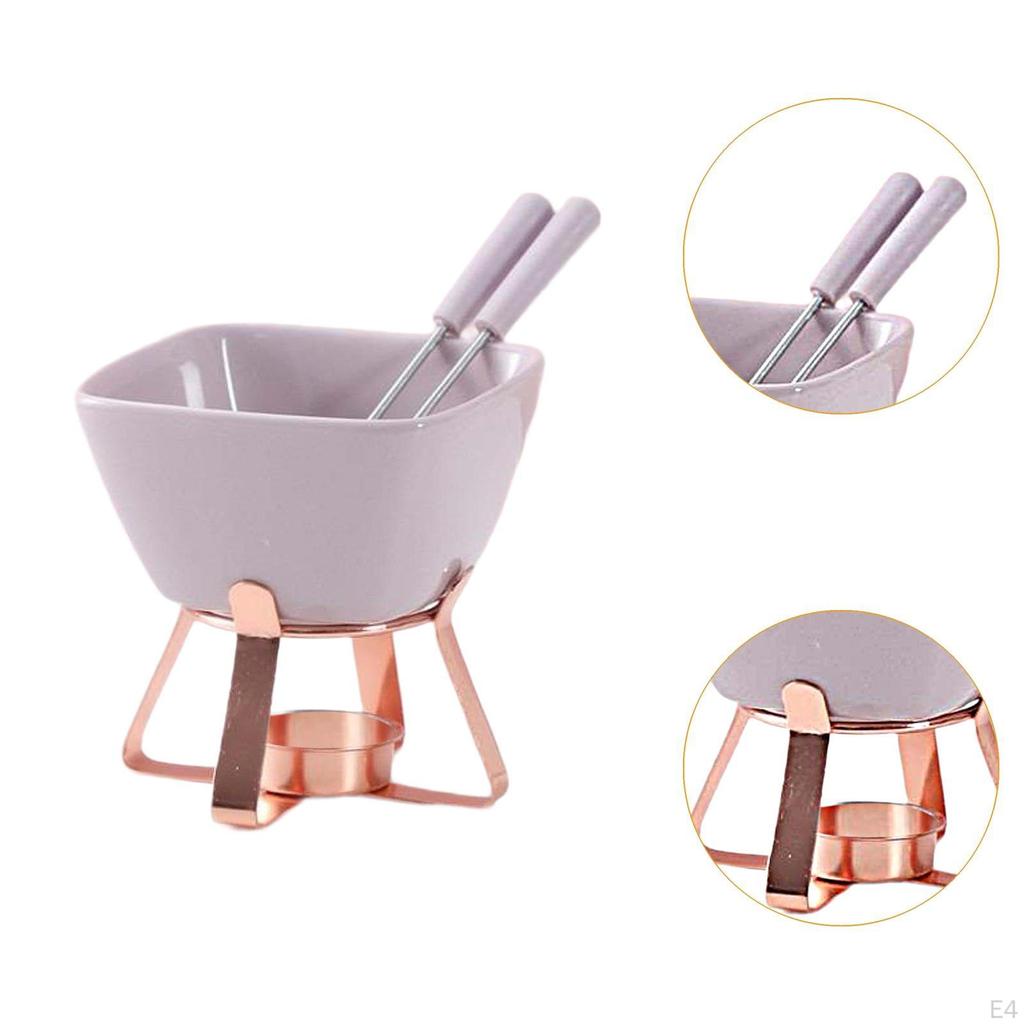 Chocolate Fondue Pot Butter Heater Small Kitchen Appliances Creative Hotpot with 2 Forks