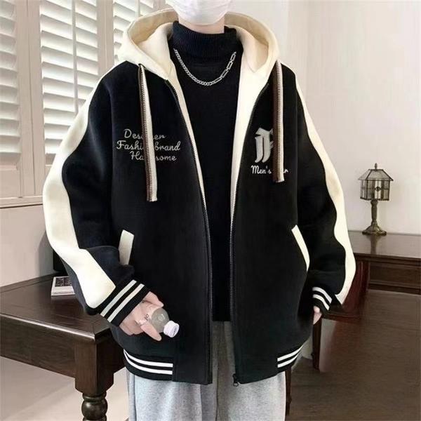 Hooded Casual Baseball Jacket for Teen Boys and Men's 2024 Stylish Outerwear