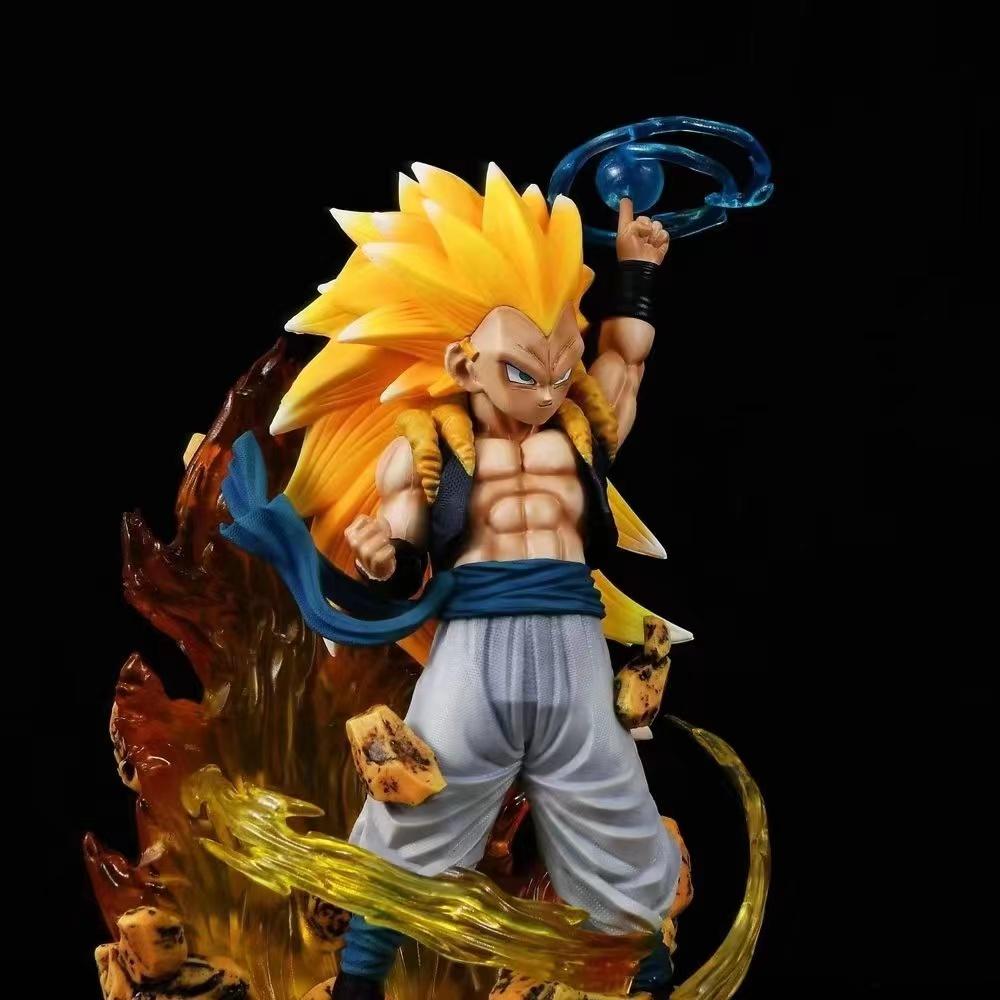 In Stock 22cm Drogan Boll Z Gotenks Figure Gotenks Sjj3 Pvc Action Figures Gk Statue With Light Base Collection Model Toys