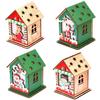 Cartoon Led Light Snow House Wooden Ornament Christmas Tree Decor DIY Hang Pendant Christmas New Year Party Home Navidad Decor