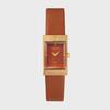 Women's Leather Band Design Watch Rumton Grid Tan Gold