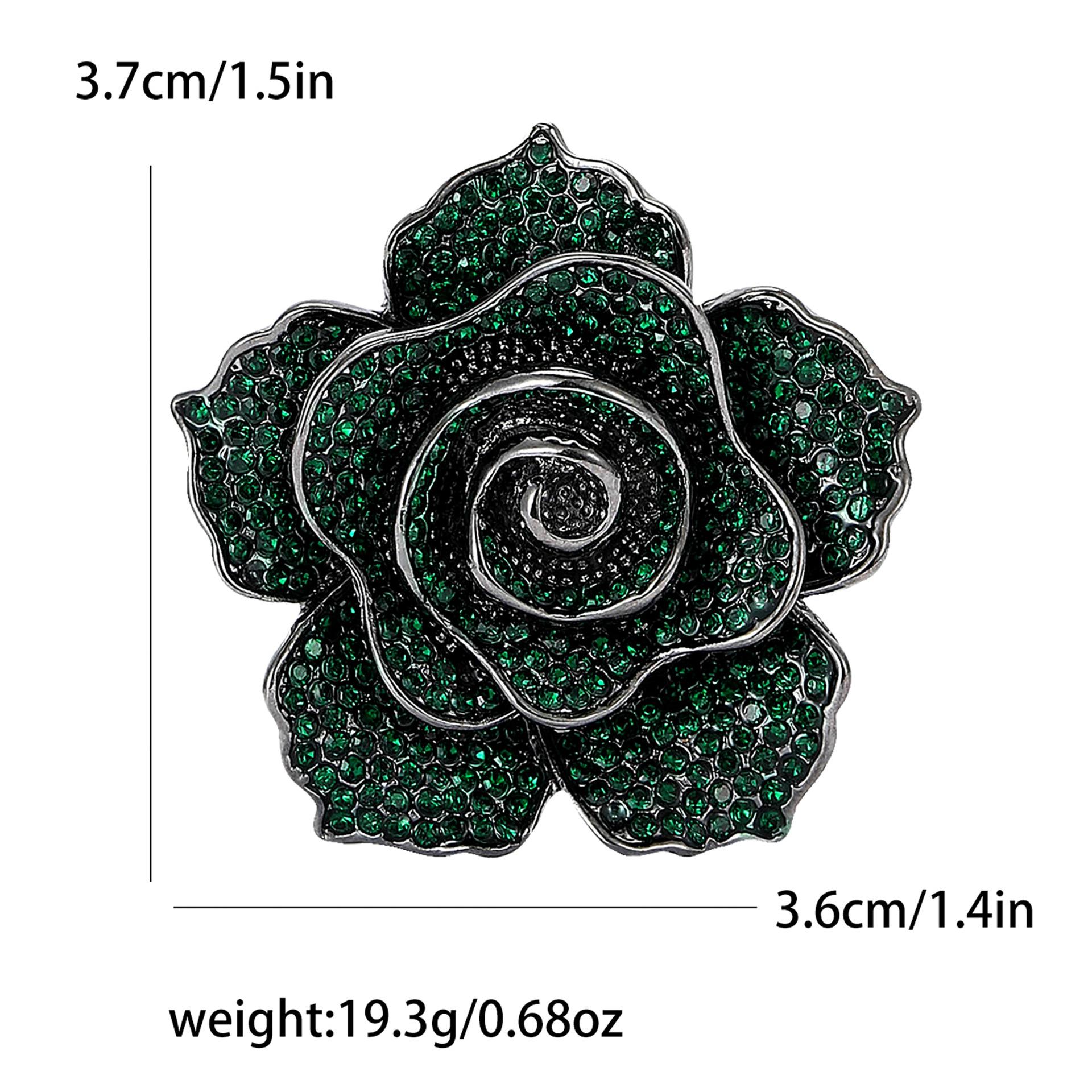 Винтажная брошь-роза из сплава тяжелой промышленности со стразами, изысканная женская одежда, брошь, ювелирное украшение