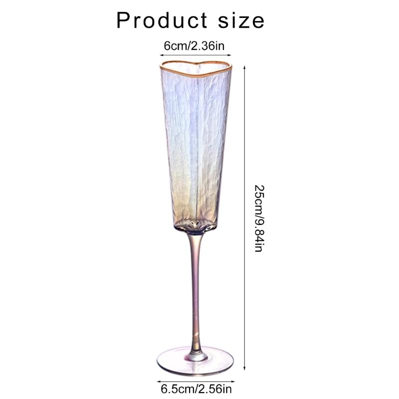 2 ks Pohár ve tvaru srdce Lásky Sofistikovaná sklenice na šampaňské Zlaté okraje Skleněné nádobí pro elegantní servírování nápojů