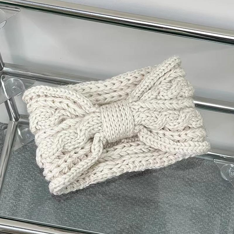 Vintage Y2K Winter Warm Twists Bowknot Hairband for Women Knitting Hairbands Windproof Hair Hoop Sweet Cool Hair Accessories