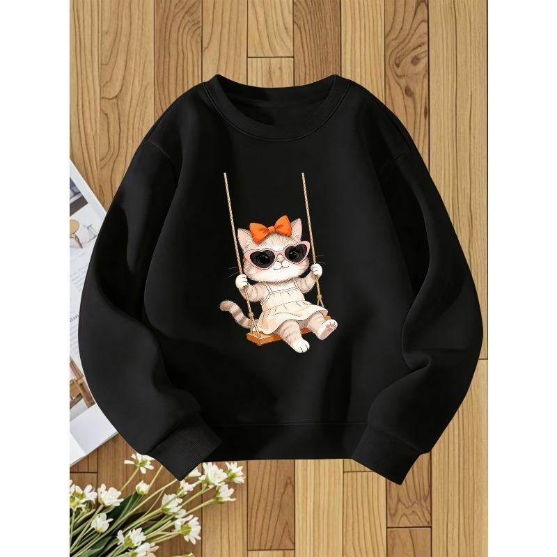 European sizes Kids  Round Neck Hoodie Fashion Print Versatile Top 110