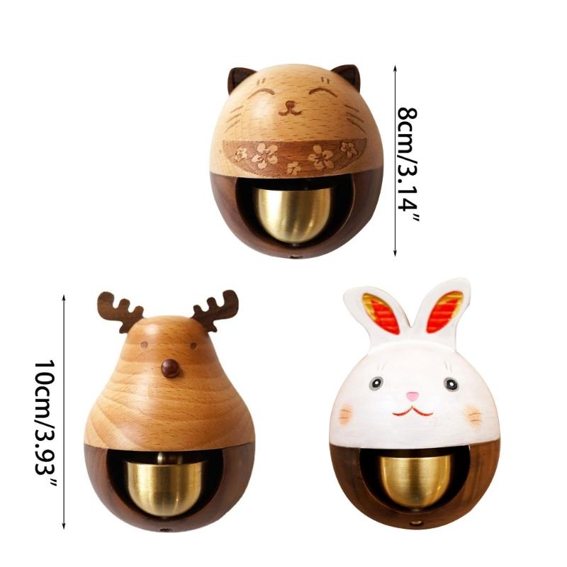 Elk Cat Rabbit Wodden Doorbell Winden Chimes Hanging Wind Bell Wireless Doorbell Decor for Home Entrance Door Bell