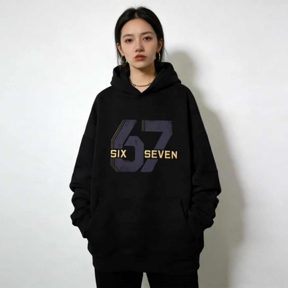 Europe and America Fashion 67 Print Hoodies Men Women Long Sleeve Pullover Casual Hoodies Sweatshirt Clothing