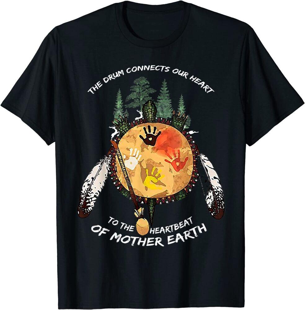 

Черная футболка унисекс премиум-класса с дизайном Native American Pride Native Drum S