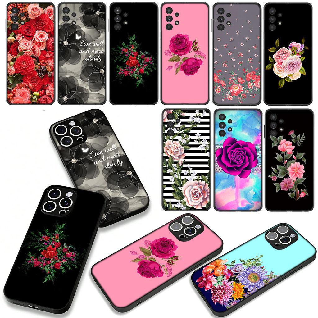 Cover for Apple iPhone 17 16 11 Pro XS Max XR 6 7 8 Plus 16E SE 2020 Air 5 SE2 Phone Case Lucky Grass Peony Rose Flower