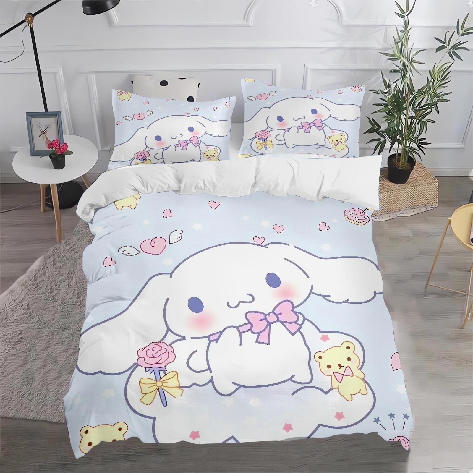 

Cinnamoroll Sanrio Quilt Cover, Anime Printed Cartoon Duvet, Skin-Friendly, Breathable, Cute, Warm, Bedding, Warmth, New Design 135x200cm