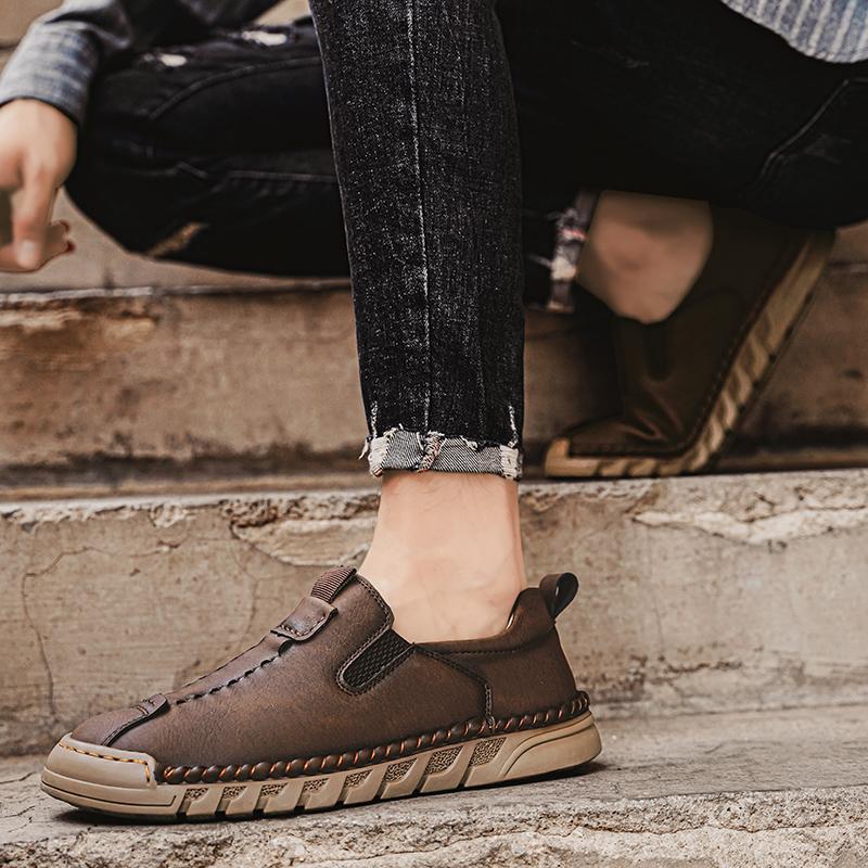 Men's Leather Casual Shoes Handmade Loafers Large Size Men's Genuine Leather Shoes Slip On Shoes