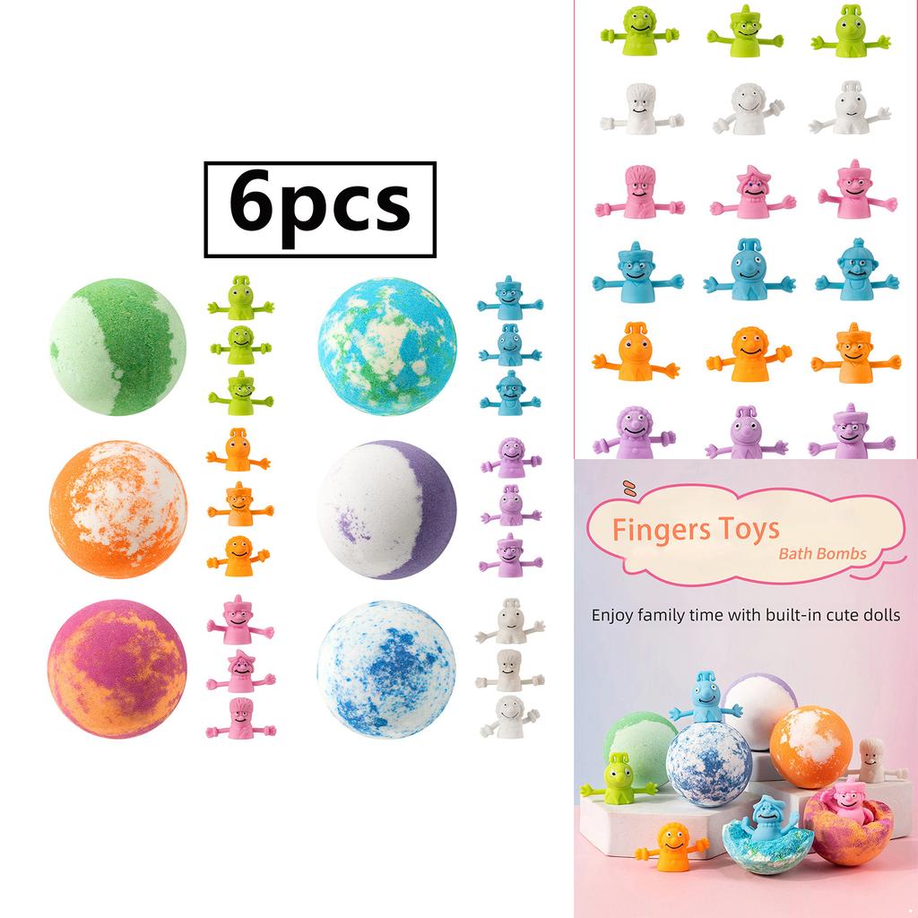 Handmade Bath Bombs with Surprise Thumb Toys Inside for Kids Gentle Nourishing Plant Oil Extract Bath Ball Gift Set