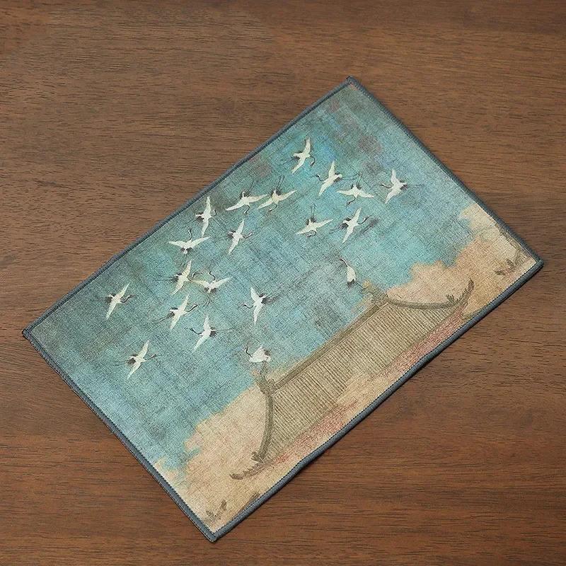 

Chinese Painted Thickened Tea Towel Plush Imitation Deerskin Absorbent Rag Table Soft Cleaning Tea Napkins Cloth Tea Accessories 28x18cm