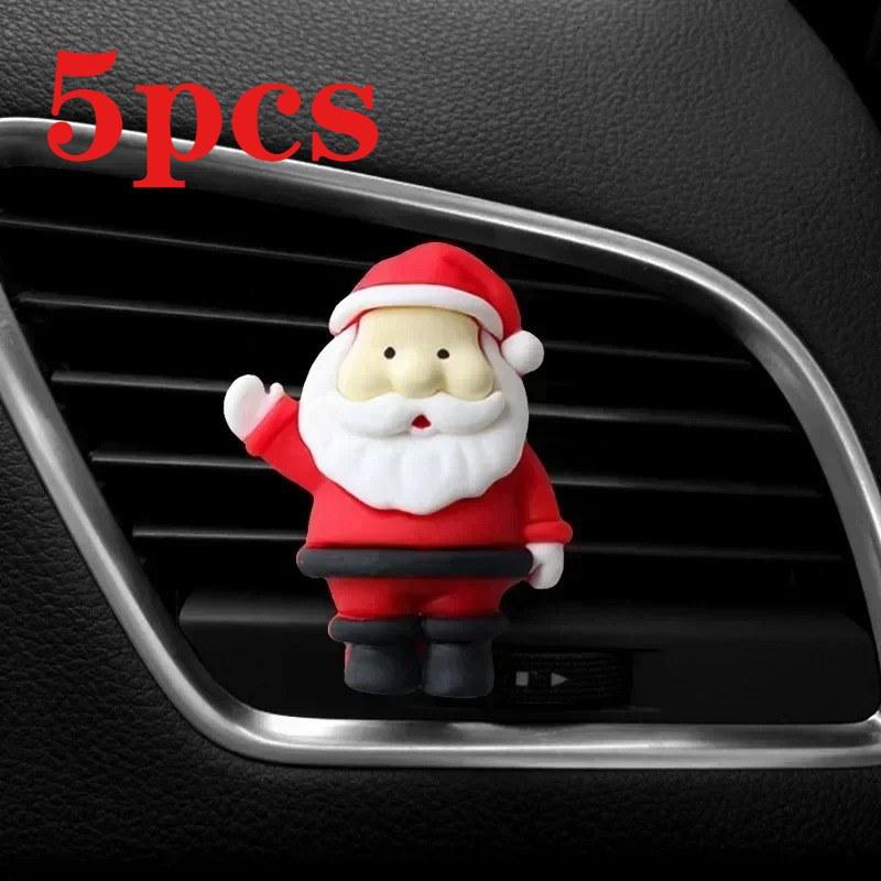 Christmas Santa Claus & Elk Car Air Vent Clip, 3D Resin Aromatherapy Fragrance Ornament, Auto Interior Decoration Accessories