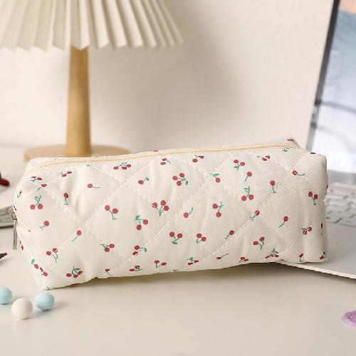 Korean Style Polka Dot Solid Pencil Case INS Aesthetic Cute Student Stationery Bag Portable Makeup Cosmetic Pouch for Travel