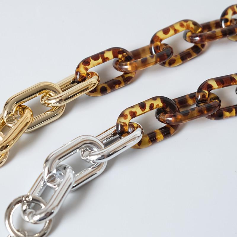 New Fashion Woman Bag Accessory Detachable Part Replacement Chain Leopard Gold Silver Acrylic Strap Women Shoulder Handle Chain