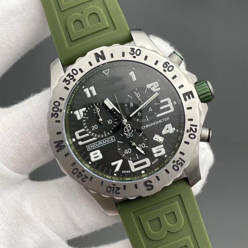 2025 Century BN Men's Quartz Chronograph Watch with Leather Strap and Euro Gear Ring Rubber Wristband