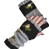 Embroidered Bird Half Finger Gloves Spicy Girl Y2k Winter Mittens  Outdoor